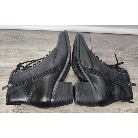 Patricia Nash Women's Sz. 7.5 Black Lace-Up Leather Block Heel Sicily Booties - Picture 6 of 8